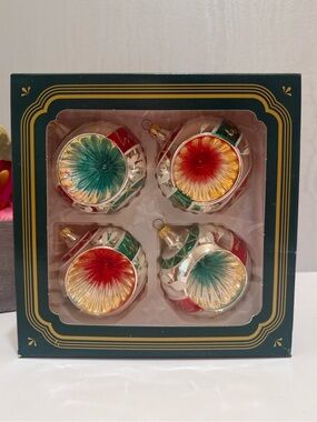 Vintage Kurt Adler Concave Blown Glass Christmas Ornaments in Box